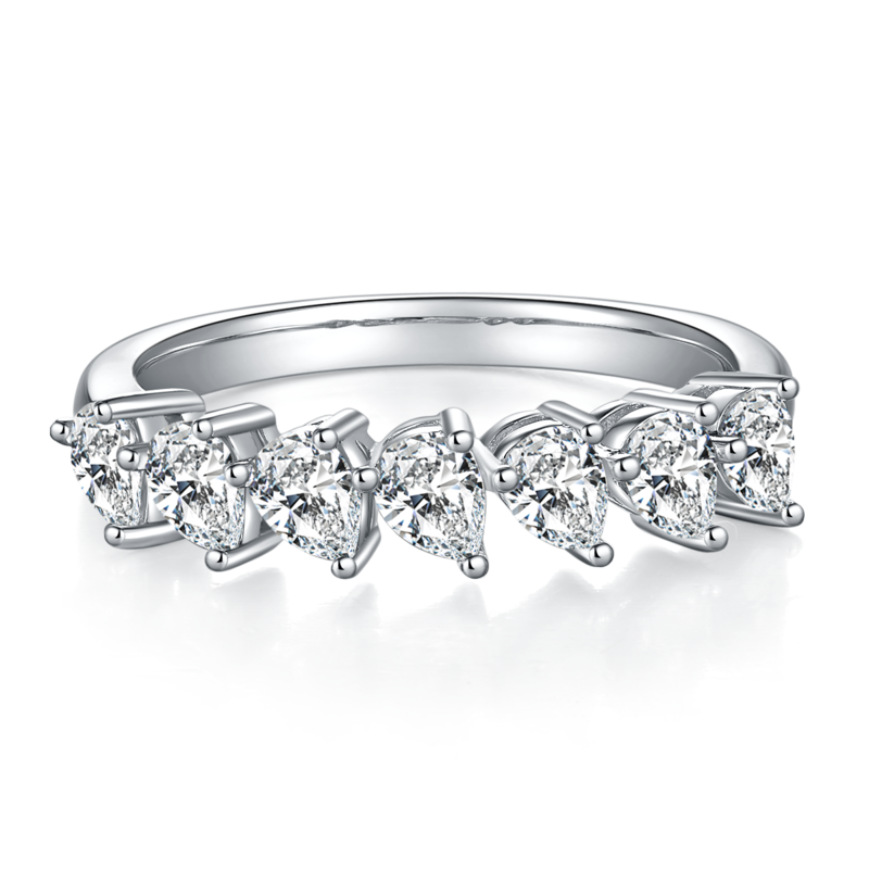 Pear shaped S925 silver plated platinum moissanite diamond women's ring 2.1 carats D-grade